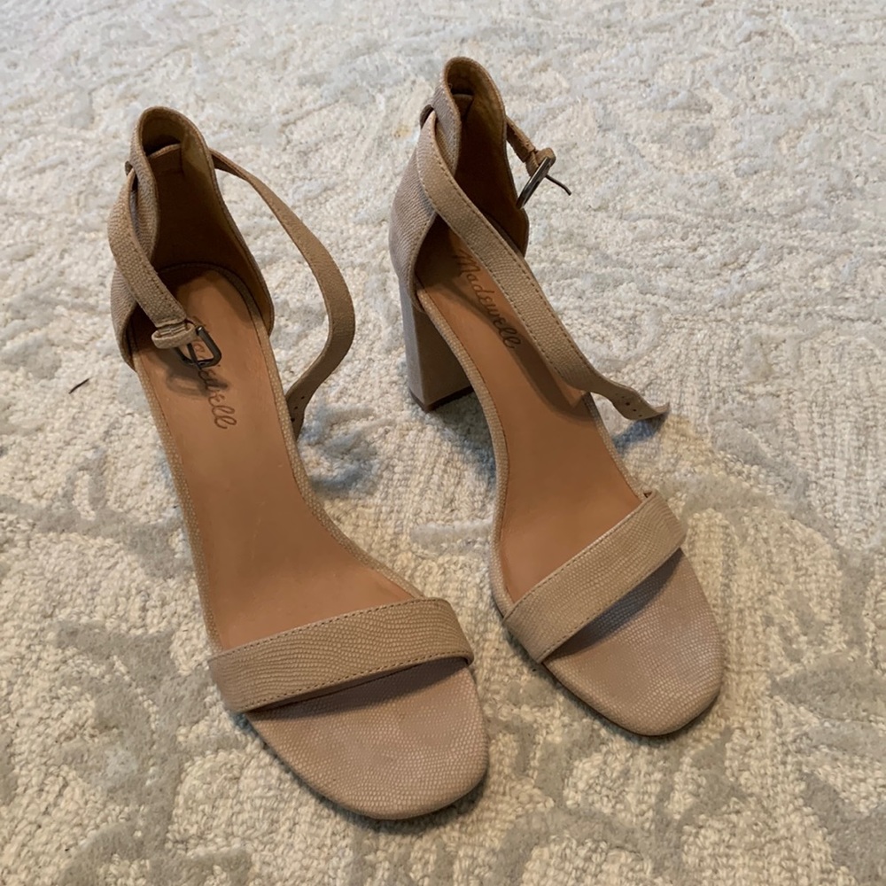 Madewell Tan Leather Heels with ankle straps